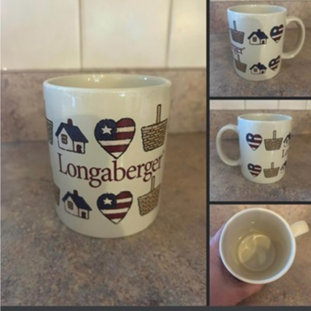 Longaberger Vintage Cream and Red Patriotic Dining Mug with Classic Design